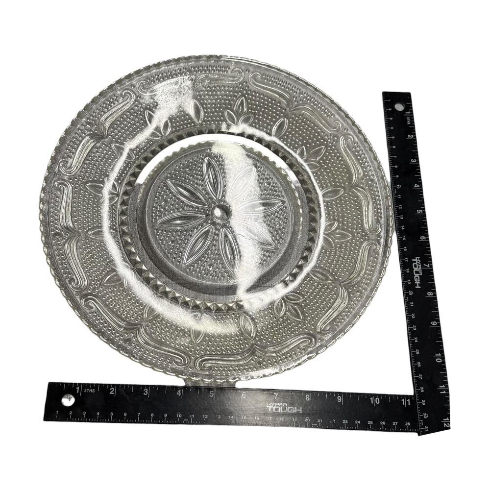 Antique EAPG Clear Pressed Glass Plate Hobnail Starburst 10 Inch - Picture 5 of 6